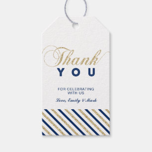 Gold & Navy   Modern Party Favor Thank You Tags