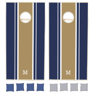 Gold & Navy Monogram Cornhole Set