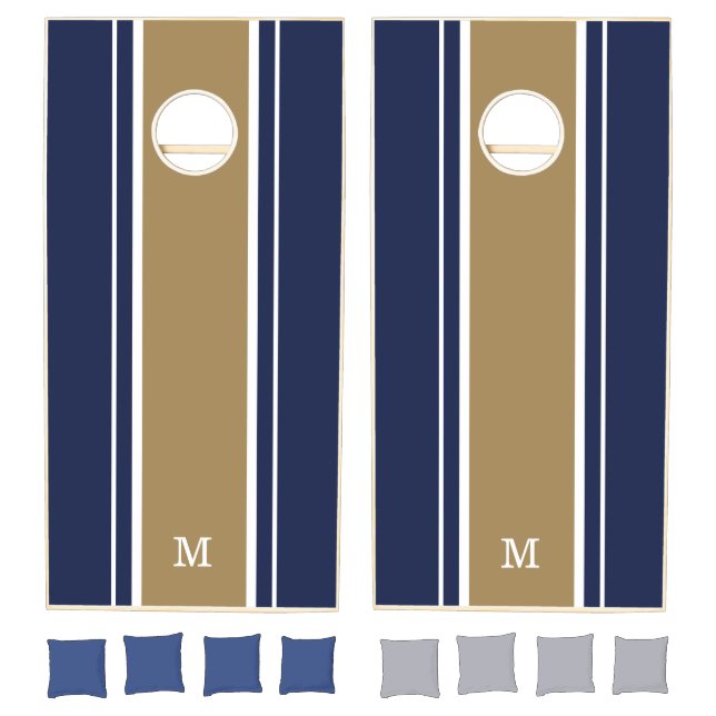 Gold & Navy Monogram Cornhole Set (Set)