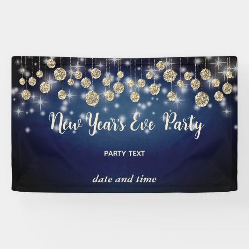 Gold navy  New Years Eve  party sparkling Banner