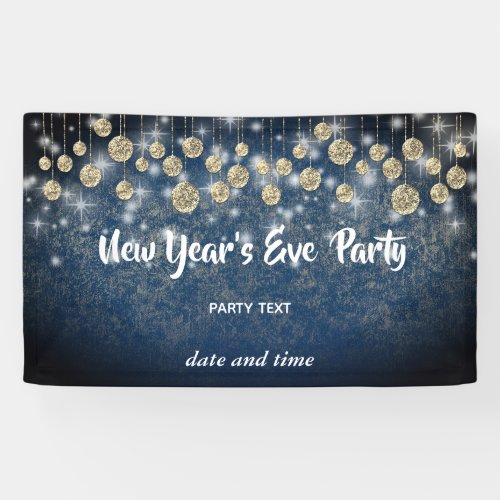 Gold navy  New Years Eve  party sparkling Banner