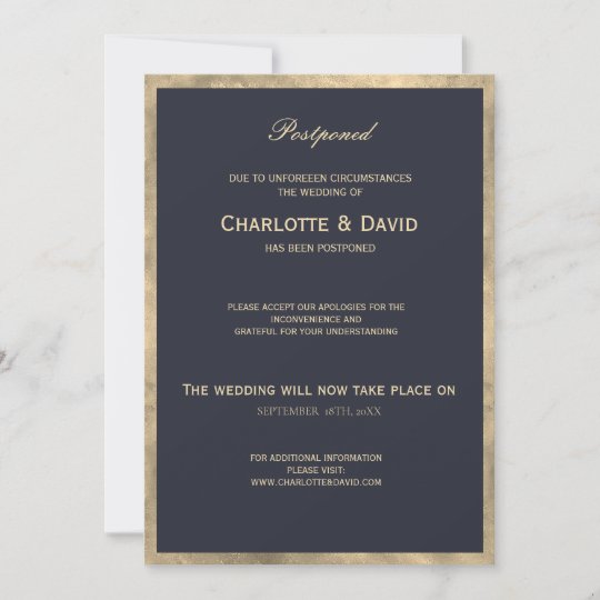 Gold & Navy | Postponed Wedding Invitation | Zazzle.com