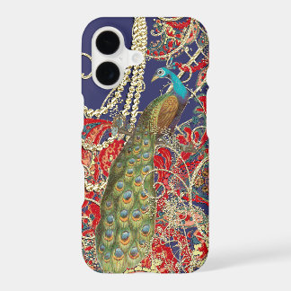 Gold Navy Red Peacock Swirl iPhone 17 Case