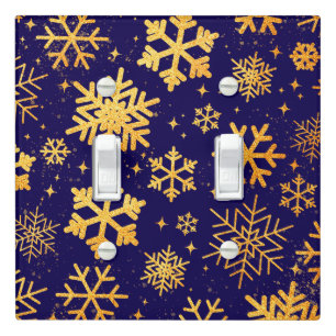 Gold Navy Snowflake Elegance – Holiday Light Switch Cover