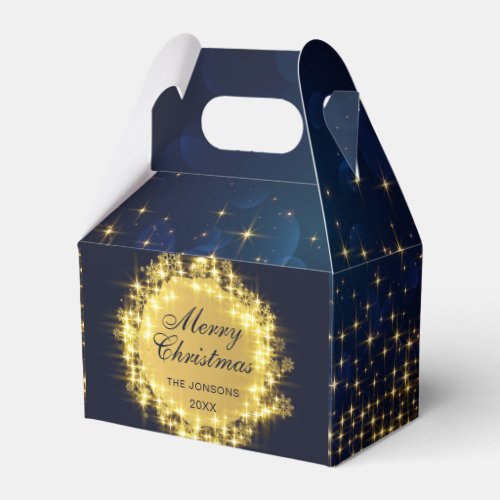 Gold Navy Sparkle Lights Holiday Christmas Favor Boxes