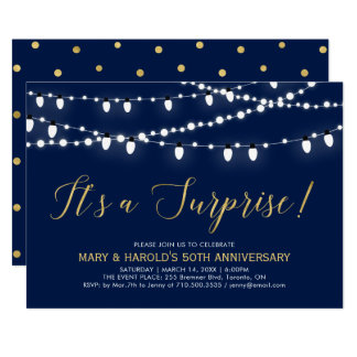Gold & Navy | Surprise 50th Wedding Anniversary Invitation