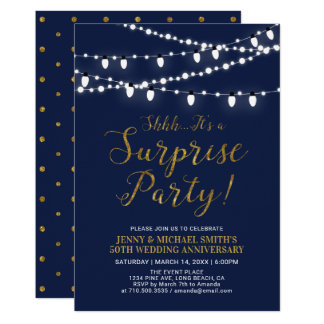Gold & Navy | Surprise 50th Wedding Anniversary Invitation