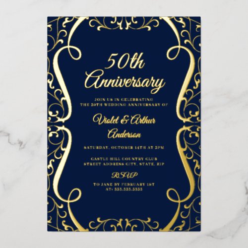 Gold Navy Swirl 50th Wedding Anniversary