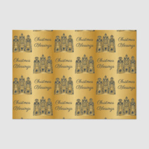 Gold & Navy Three Wise Men Christmas Blessings Tissue Paper
