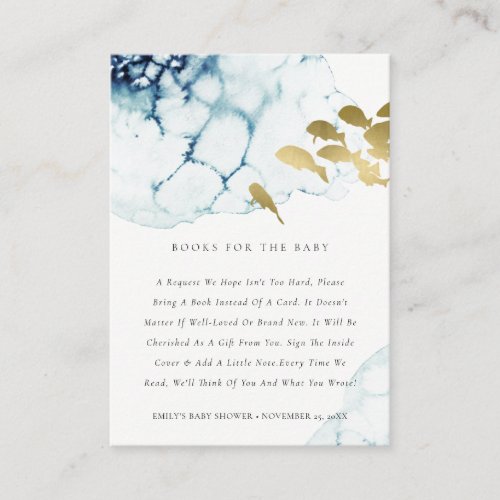 GOLD NAVY UNDERWATER FISH BOOKS FOR BABY SHOWER ENCLOSURE CARD