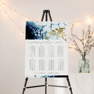 Gold Navy Underwater Fish Wedding Seating Chart Foam Board