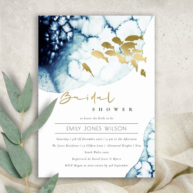 GOLD NAVY UNDERWATER SEA FISH BRIDAL SHOWER INVITE (Creator Uploaded)