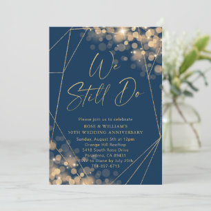 Gold & Navy We Still Do 50th Wedding Anniversary Invitation
