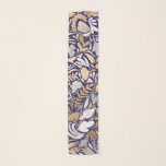 Gold Navy White Floral Leaf Illustration Pattern Scarf<br><div class="desc">This elegant and modern pattern is perfect for the stylish and trendy woman. It features a faux printed gold foil, white, gray, and navy blue hand-drawn flowers, and leaf illustration pattern. It's a chic, pretty, unique, and luxe design; ideal for the sophisticated and classy lady. All blooms and leaves are...</div>
