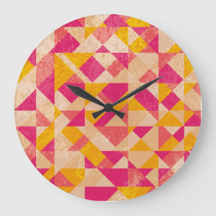 Gold neon background, colorful light effects. large clock