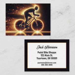 Gold Neon Bicyclist Business Card
