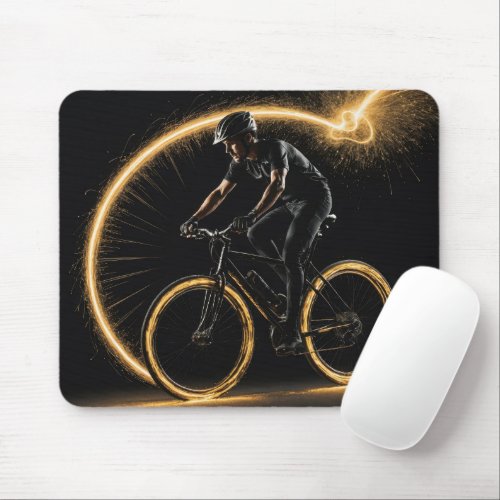 Gold Neon Cyclist Mouse Pad