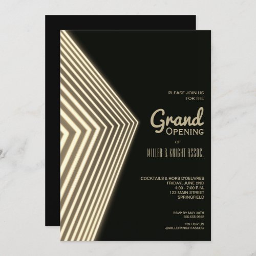 Gold Neon Grand Opening Business Invitation