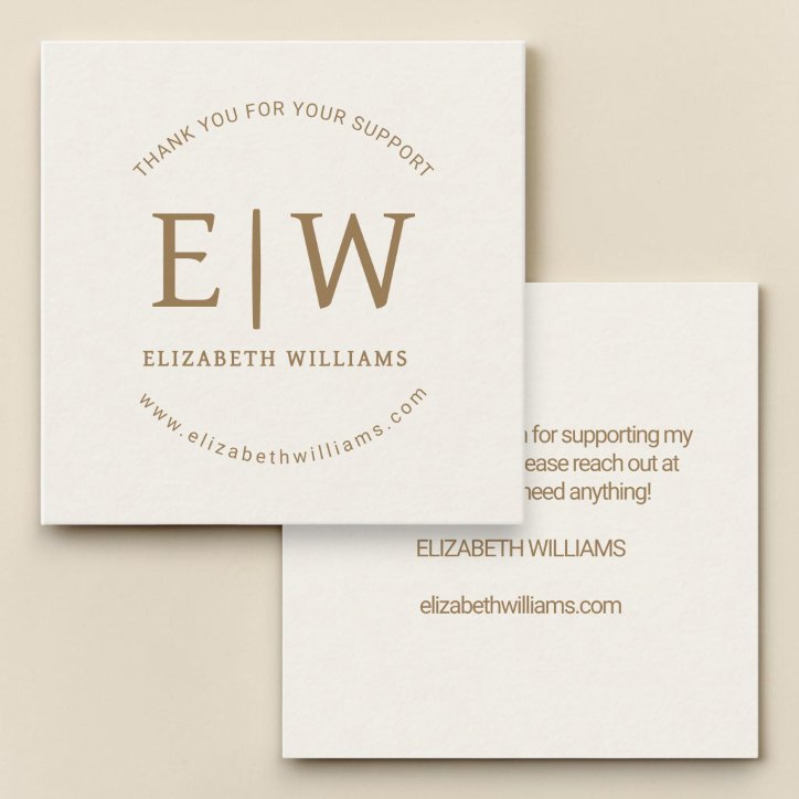 Gold Neutral Branded Business Company Thank You Square Business Card