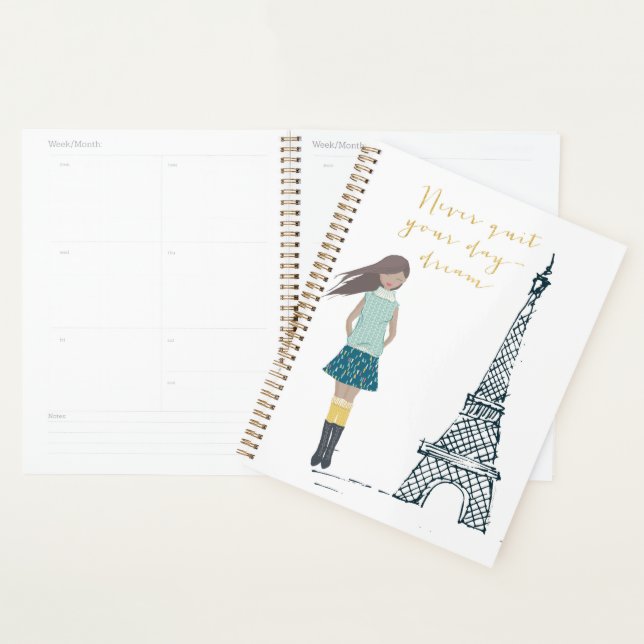 Gold "Never Quit Your Daydream" Black Girl Planner (Display)