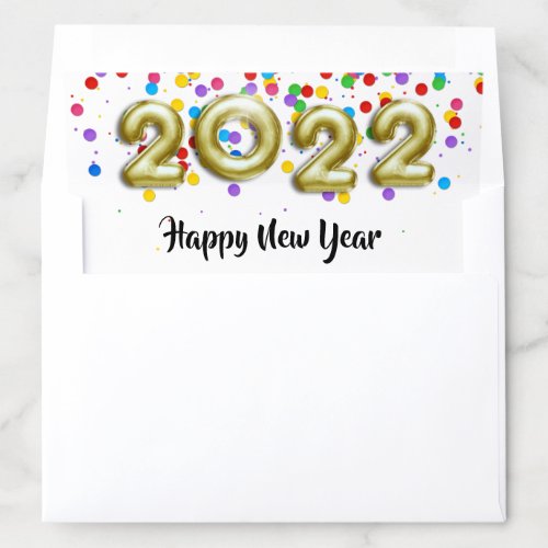 Gold New Year 2022 Balloons Colorful Confetti Envelope Liner