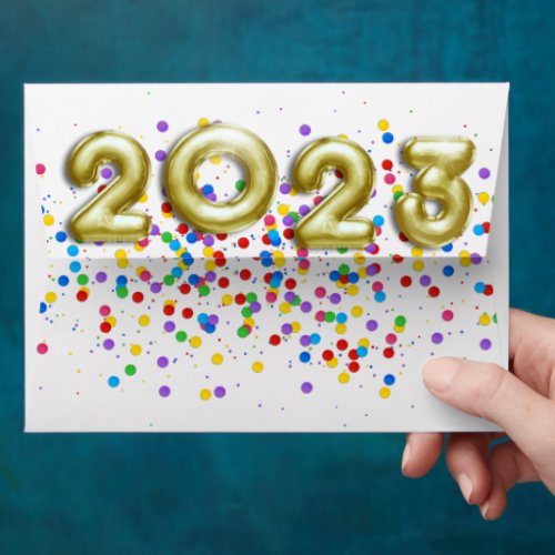 Gold New Year 2023 Balloons Colorful Confetti Envelope