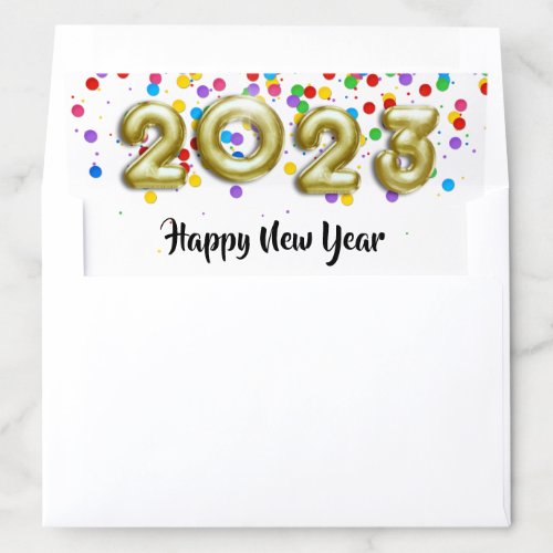 Gold New Year 2023 Balloons Colorful Confetti Envelope Liner