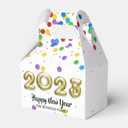 Gold New Year 2023 Balloons Colorful Confetti Favor Boxes