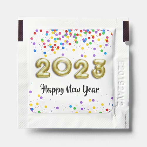 Gold New Year 2023 Balloons Colorful Confetti Hand Sanitizer Packet