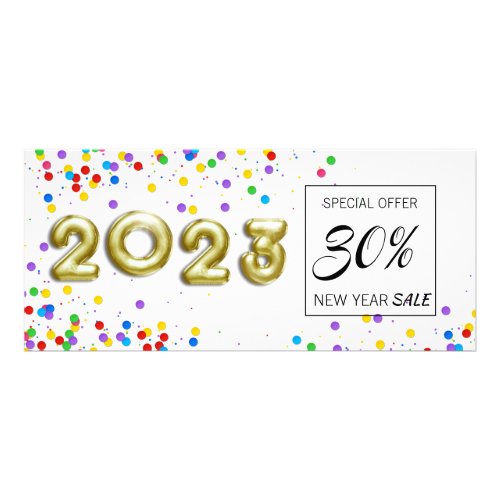 Gold New Year 2023 Colorful Confetti Discount Rack Card
