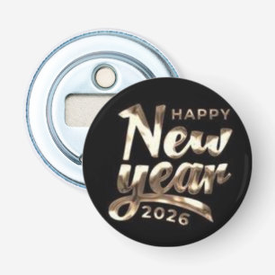 Gold New Year 2026 Badge Bottle Opener
