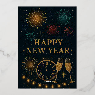 Gold New Year Foil Invitation