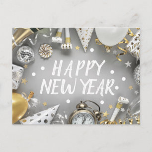 Gold New Year Party New Years Day Clipart Postcard
