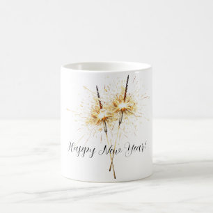 Gold New Year's Eve Day Celebration Sparklers Coffee Mug