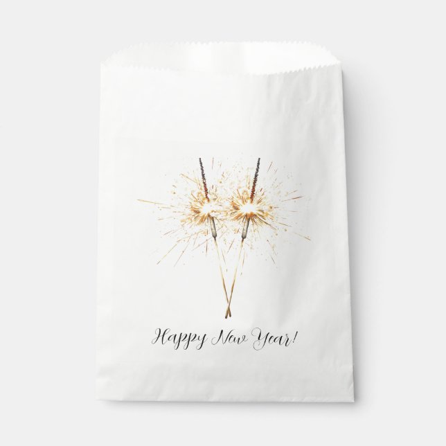 Gold New Year's Eve Day Celebration Sparklers Favor Bag (Front)