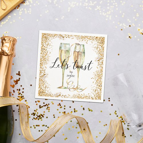 Gold New Years Party Paper Napkin