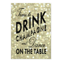 Gold New Year's Time to Drink Champagne Invitation