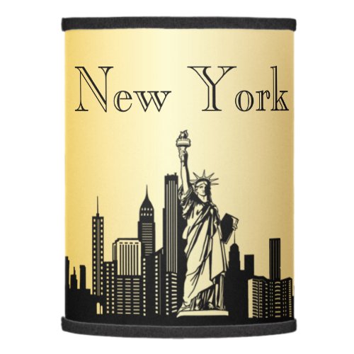 Gold New York City Skyline Silhouette Lamp Shade