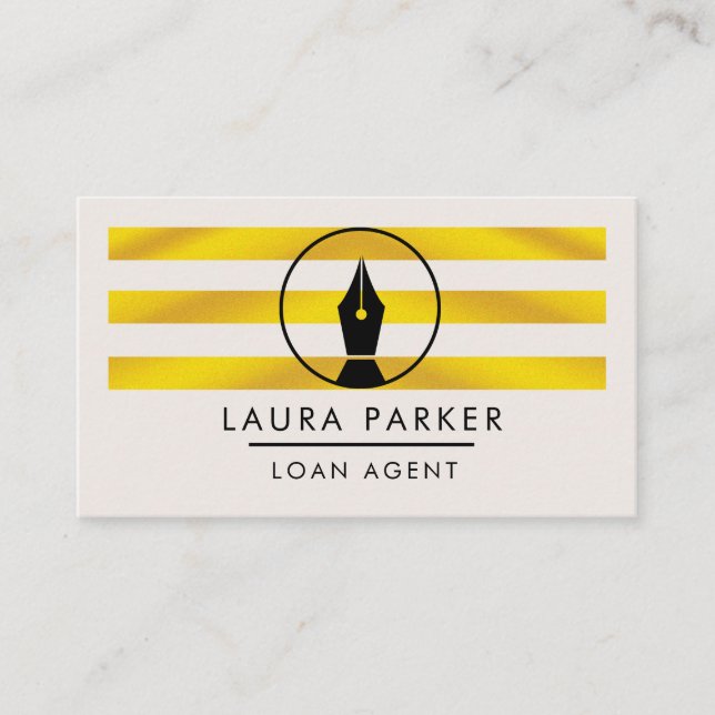 Gold Nib Loan Signing Agent Writer Author Business Card (Front)