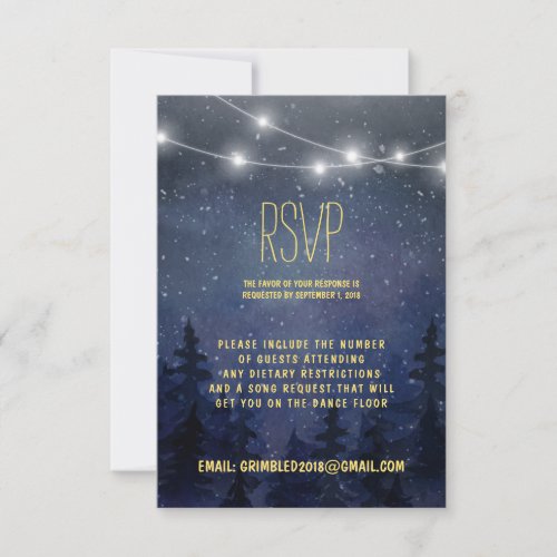 Gold Night Sky Forest Wedding RSVP