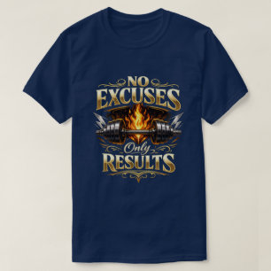 Gold No Excuses Only Results Gym Art T-Shirt