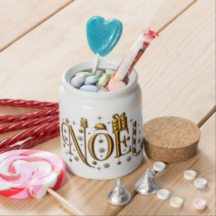Gold Noel Christmas Candy Jar