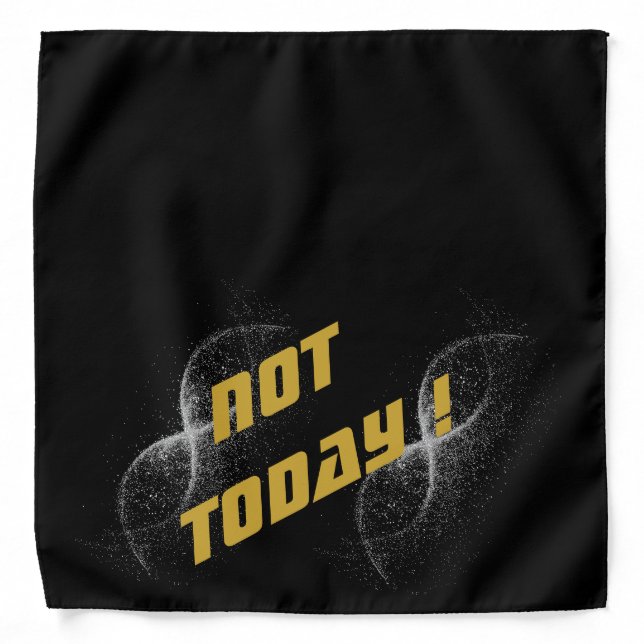 Gold "NOT TODAY!" with Silver Glitter on Black |  Bandana (Front)