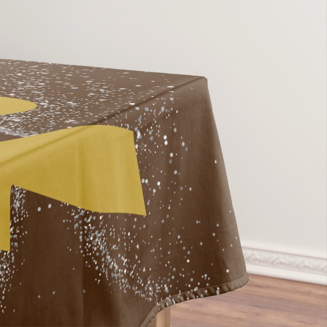 Gold "NOT TODAY!" with Silver Glitter on Brown |  Tablecloth (In Situ)