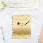 Gold notary loan signing agent glamorous 2025 planner<br><div class="desc">A faux gold looking background,  decorated with a feather pen.  Personalize and add a name and year(s).  Black text: Notary</div>