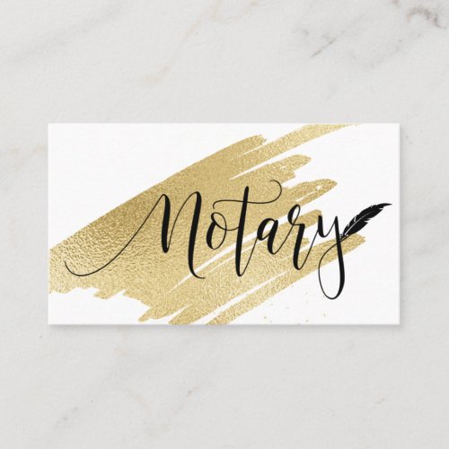  Gold NOTARY PHOTO Pen Feather Signing Agent Business Card