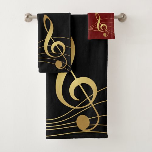 Gold Notes Music Towels _ The Treble Clef