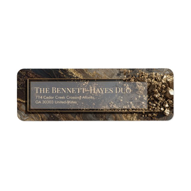 Gold Nugget Obsidian Marble Return Address Label (Front)