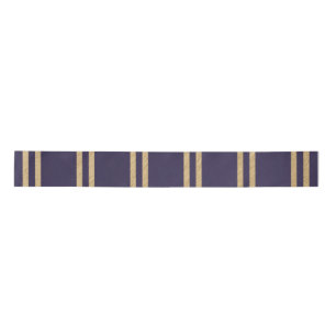 Gold Nugget Stripes on a Navy Blue Background Satin Ribbon