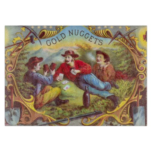 Gold Nuggets Antique Cigar Label  Cutting Board